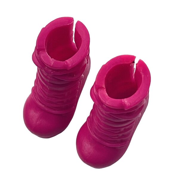 Barbie Doll Shoes Fashionistas Pink Wedge Heel Ankle High Boots Mattel - Picture 3 of 10